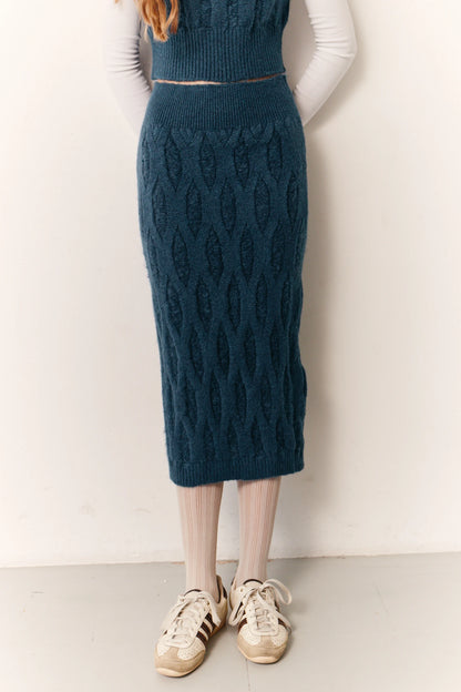 BLUE RIBBED SKIRT