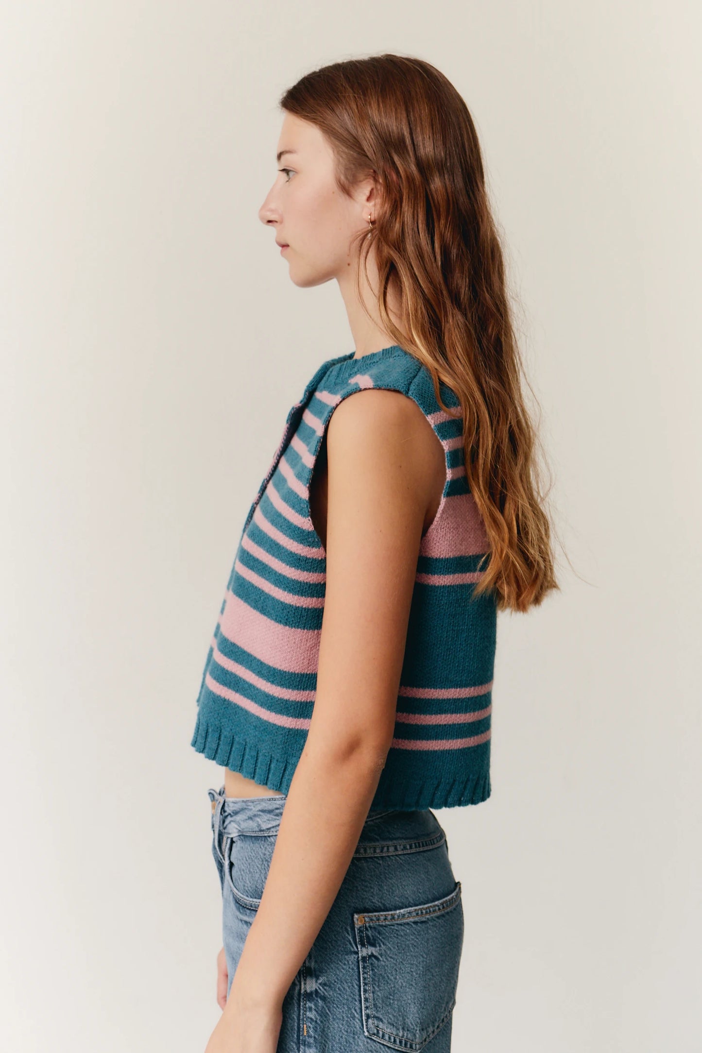 PINK AND BLUE STRIPED VEST